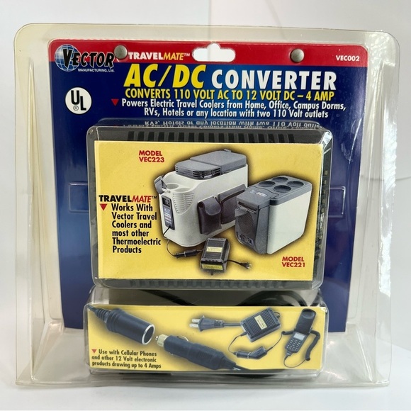 Vector Travelmate VEC002 AC/DC Converter  *New Sealed*110v AC to 12v DC-4AMP - Picture 1 of 6